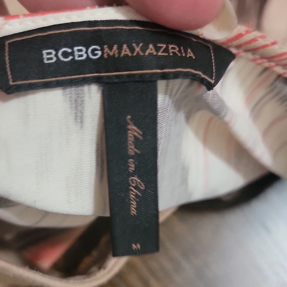 BCBGMAXAZRIA Women Abstract Ikat Print Sleeveless Dress Coral Brown Size S - Picture 5 of 5